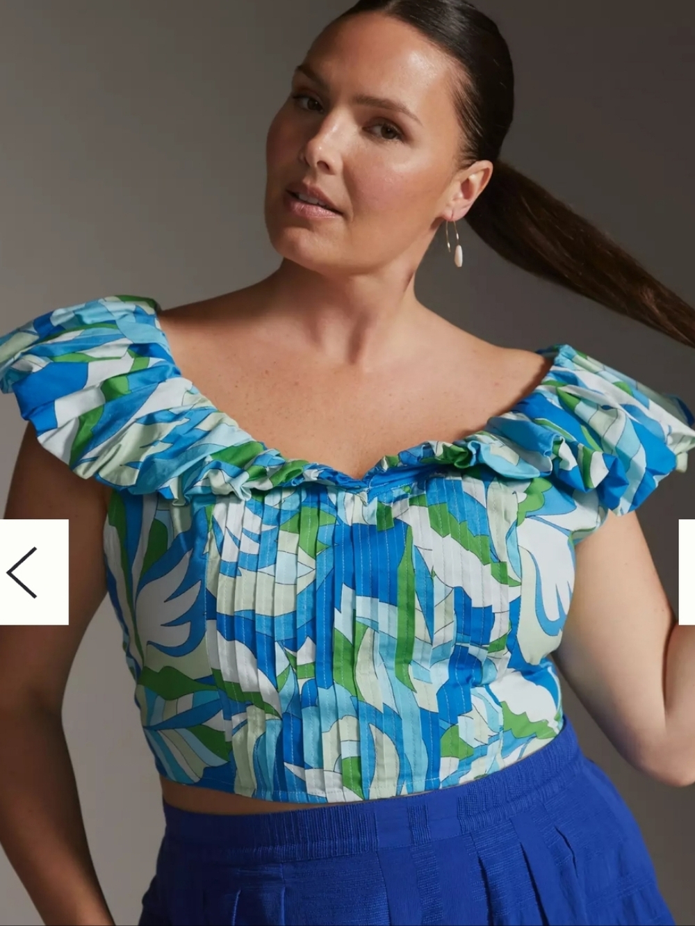 NWT Anthropologie Maeve Floral Puff-Sleeve Cropped Blouse Size XL - Picture 2 of 9